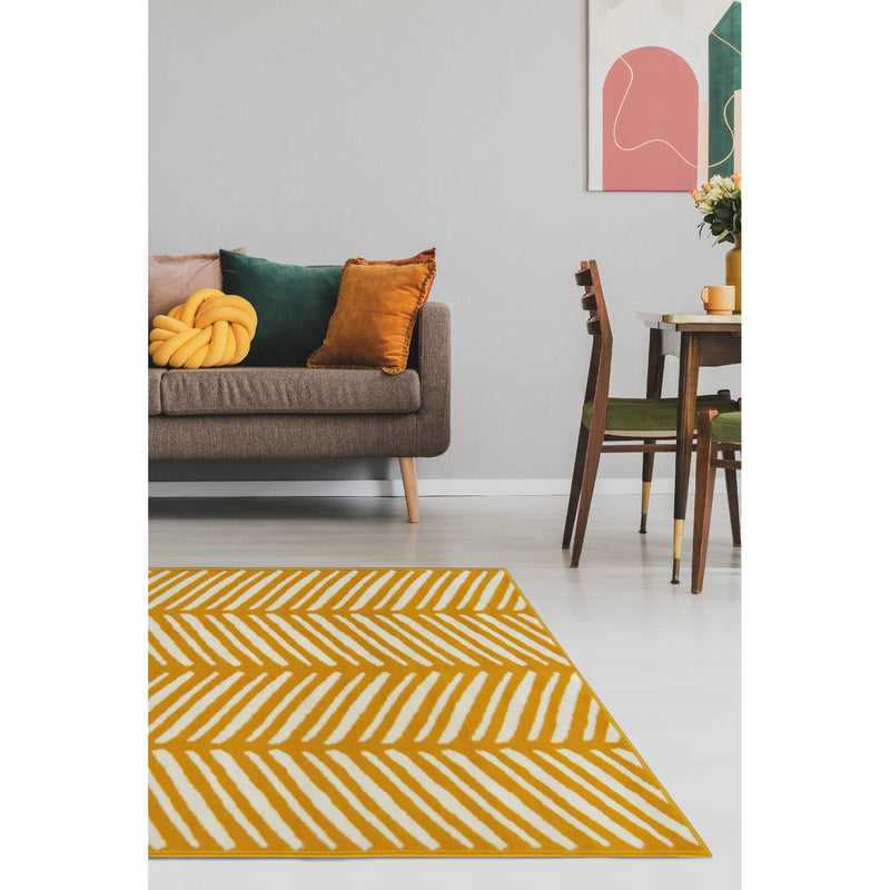 Lewis's Home Maestro Herringbone Rugs - Ochre Yellow