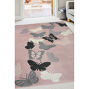 Lewis's Home Maestro Butterfly Rugs - Grey & Blush Pink