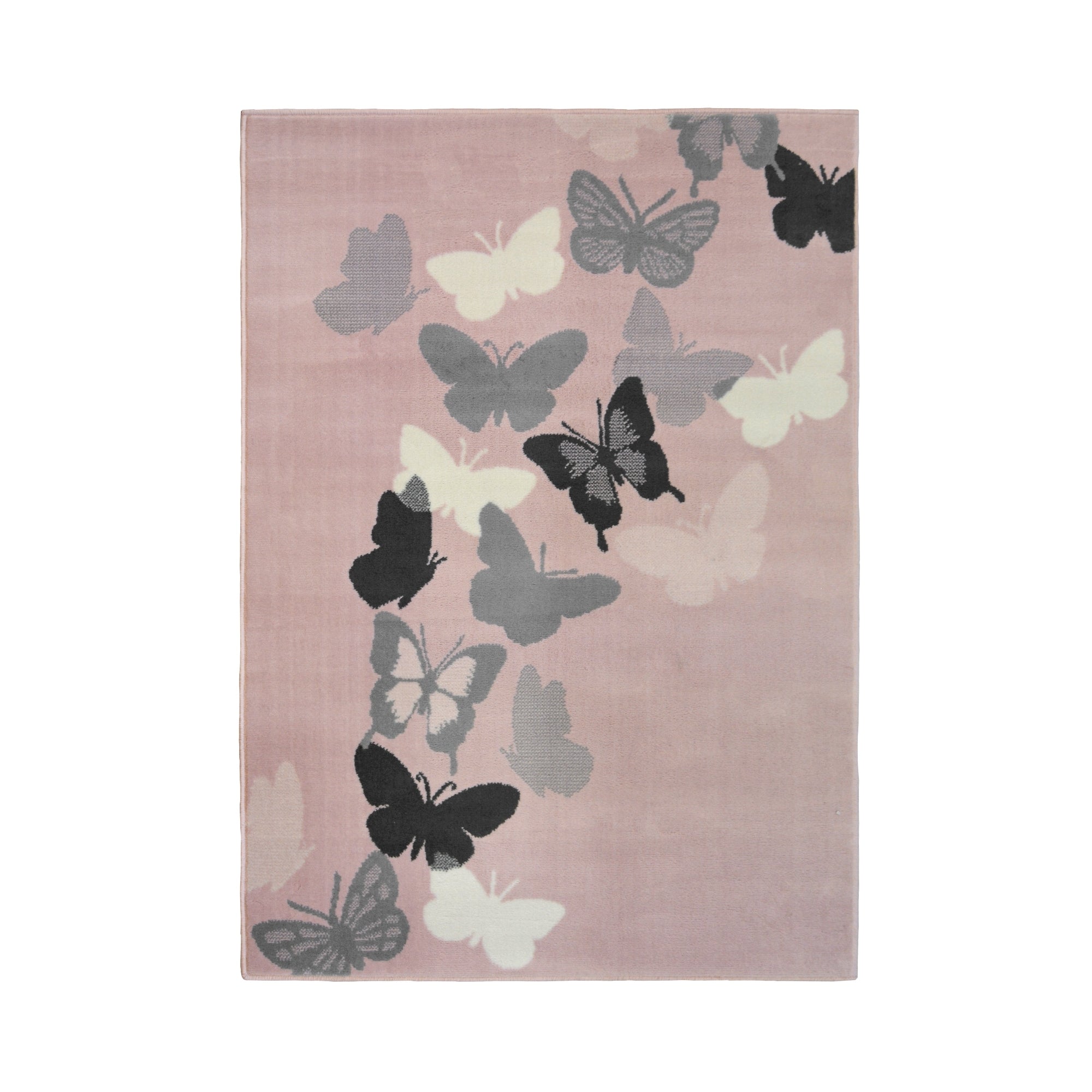 Pink Butterfly Rugs Lewis's Home Maestro Butterfly Rugs - Grey & Blush Pink
