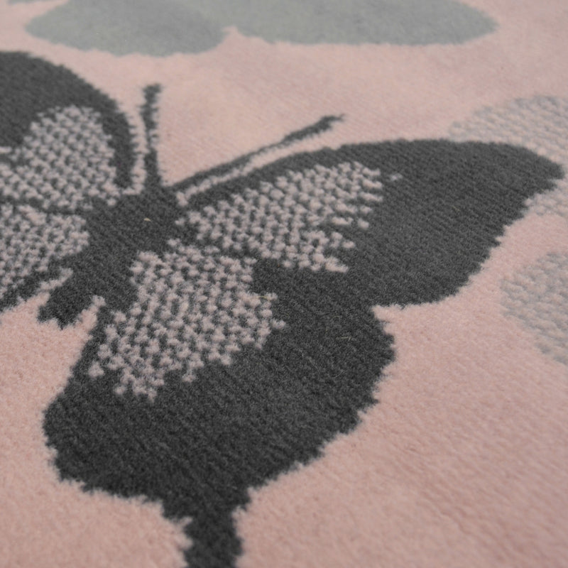 Lewis's Home Maestro Butterfly Rugs - Grey & Blush Pink