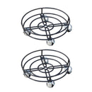 32cm Black Metal Garden Flower Plant Pot Trolley on Castor Wheels