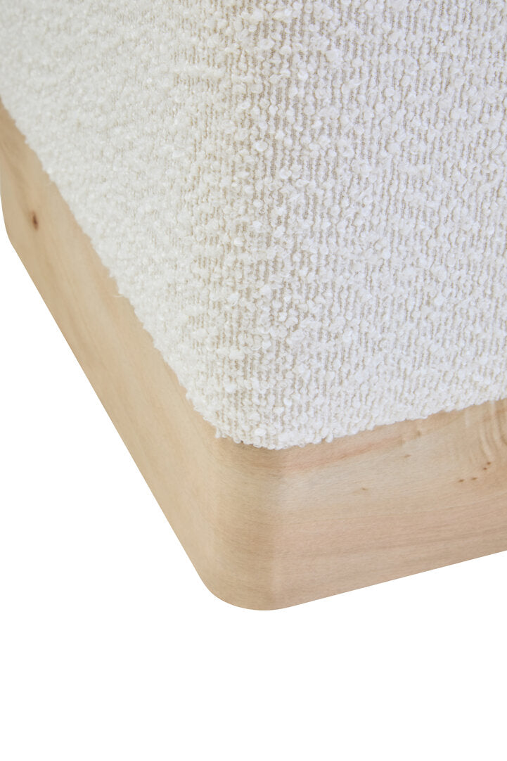 Mota Burl Wood And Cream Boucle Sqaure Stool