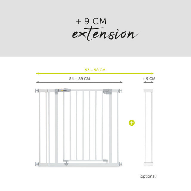 Hauck Open N Stop Safety Gate + 9cm Extension - White