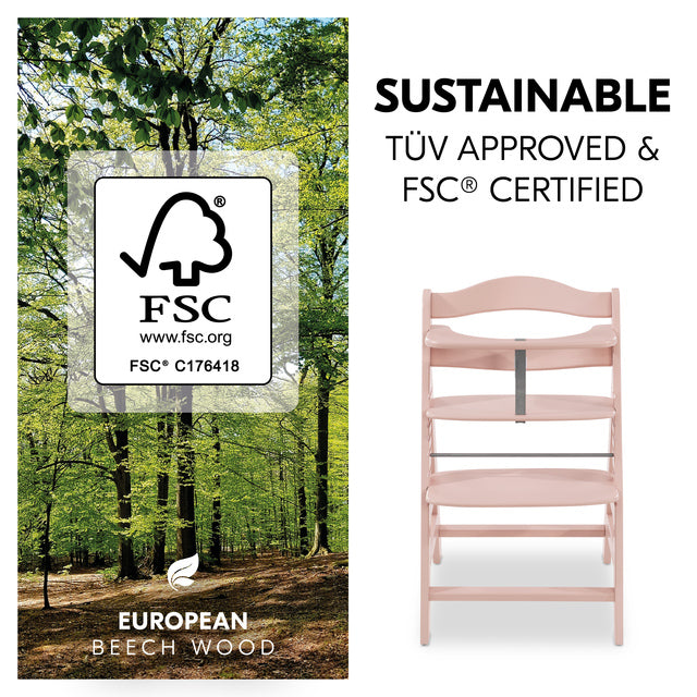 Hauck Alpha+ Wooden Highchair - Rose