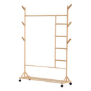 Livingandhome Bamboo Clothes Rack with Bottom Shelf Shoe Clothing Organizer