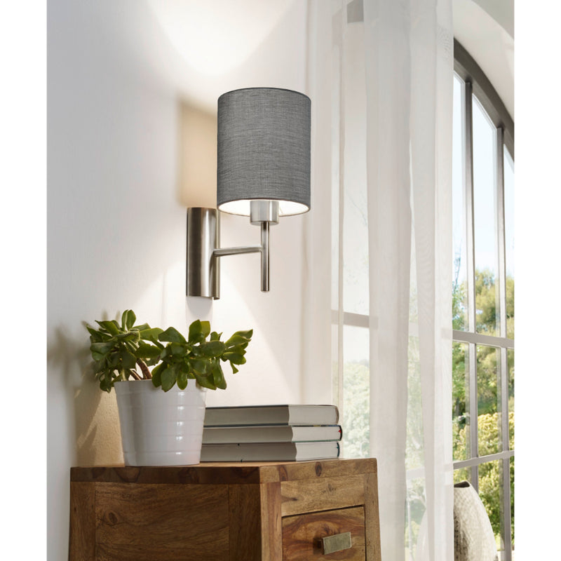 EGLO Pasteri Wall Light with Switch - Nickel & Grey