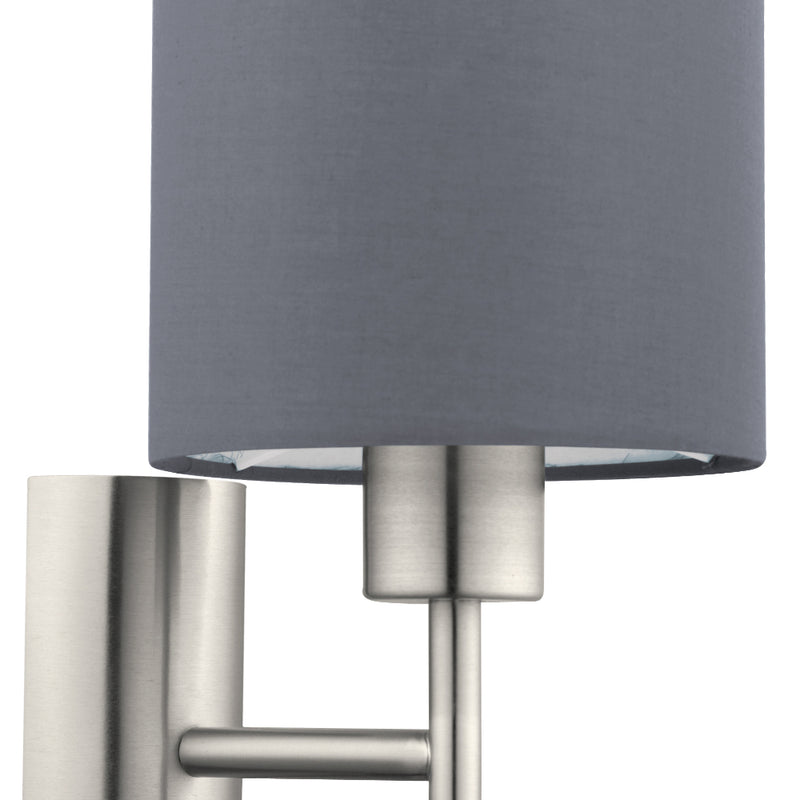 EGLO Pasteri Wall Light with Switch - Nickel & Grey