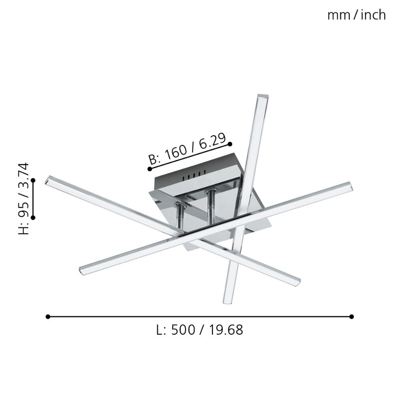 EGLO Lasana Ceiling & Wall Light - Chrome