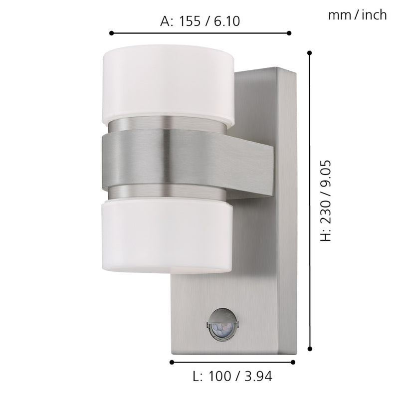 EGLO Atollari Exterior Wall Light With Sensor - Anthracite