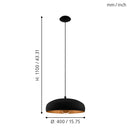 EGLO Mogano Single Pendant Light - Black & Copper