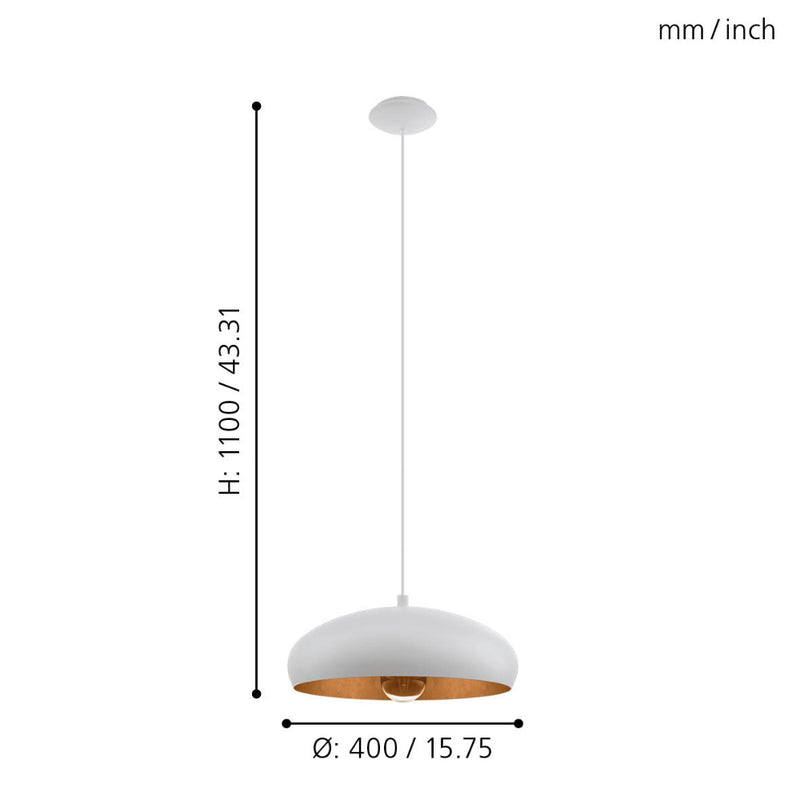 EGLO Mogano Single Pendant Light - White