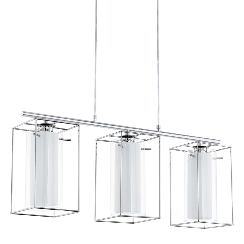 EGLO Loncino Pendant Light - Steel & White Glass