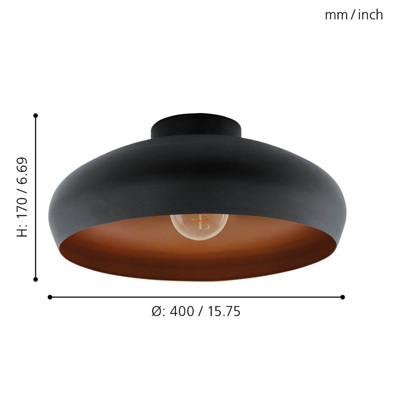 EGLO Mogano Vintage Ceiling Light - Black & Copper