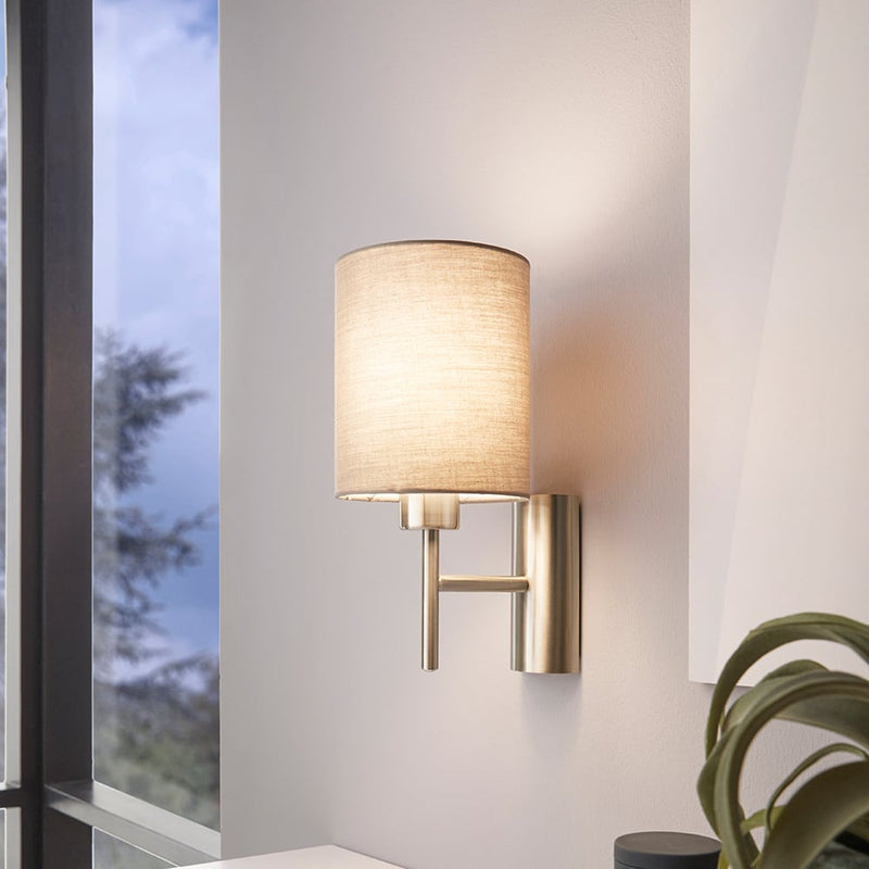 EGLO Pasteri Wall Light with Switch - Nickel & Taupe