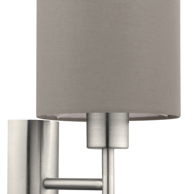 EGLO Pasteri Wall Light with Switch - Nickel & Taupe