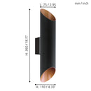 EGLO Agolada Exterior Wall Light Up and Down 2 Light - Black & Copper