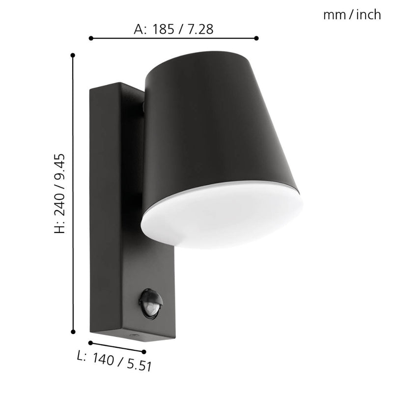 EGLO Caldiero Exterior Wall Light with Sensor- Anthracite