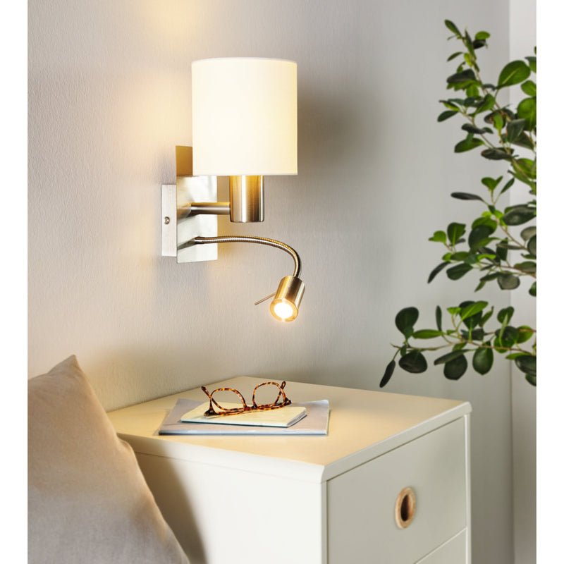 EGLO Pasteri Wall Lamp with Reading Light - White