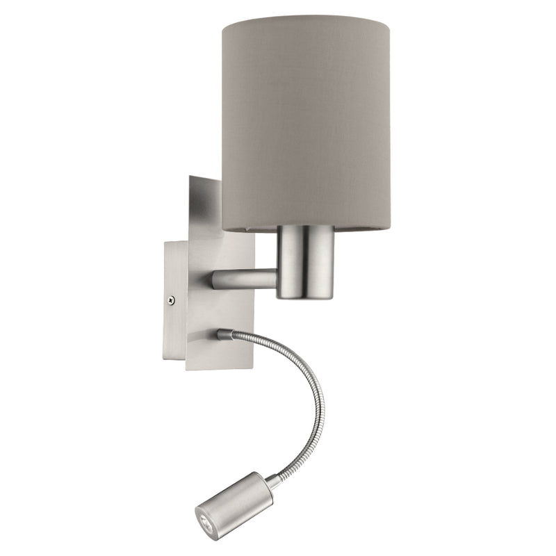 EGLO Pasteri Wall Lamp with Reading Light - Taupe