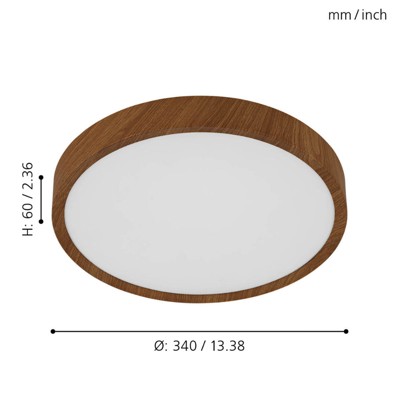 EGLO Musurita Ceiling Light Wood Effect - Brown