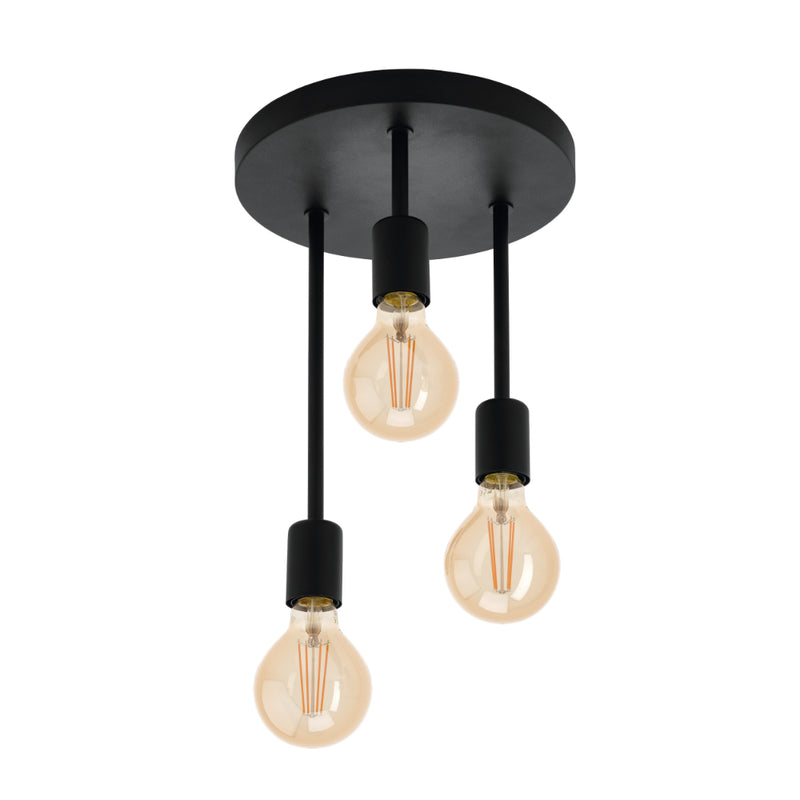 EGLO Wilmcote Ceiling Light with 3 Bulbs - Black