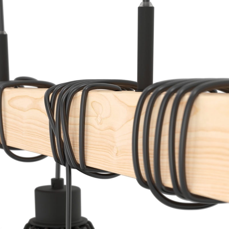 EGLO Townshend Industrial Pendant Light with 4 Bulbs - Black