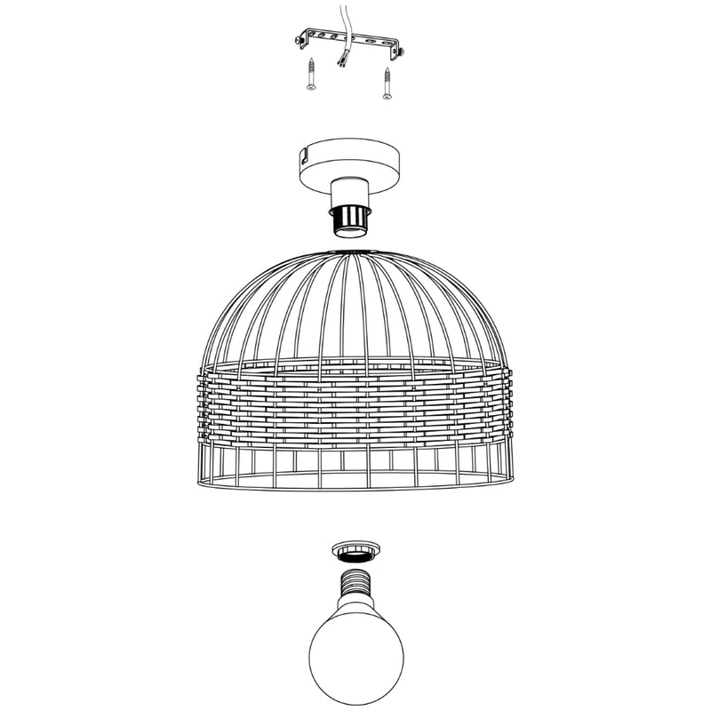 EGLO Anwick Ceiling Light - Black & Rattan