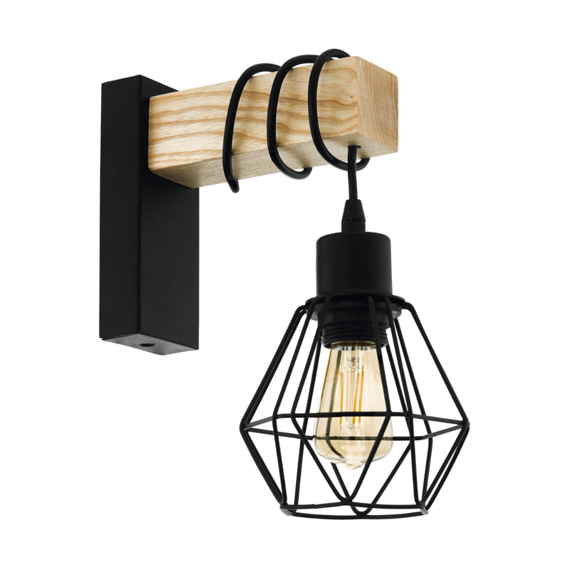 EGLO Townshend Industrial Wall Light - Black