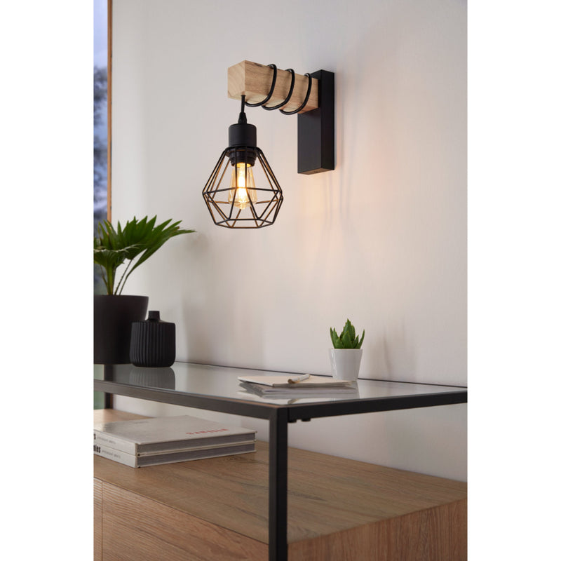 EGLO Townshend Industrial Wall Light - Black