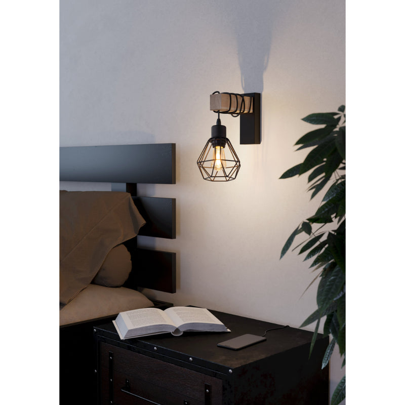 EGLO Townshend Industrial Wall Light - Black