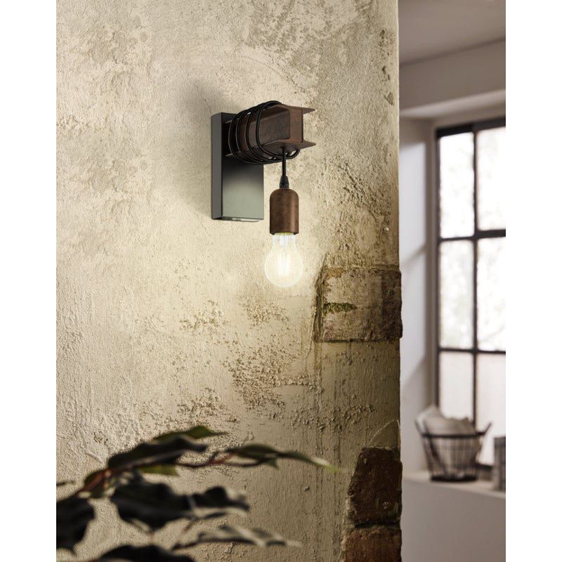 EGLO Townshend Steel Wall Light - Brown