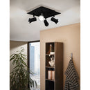 EGLO Tamara Ceiling Light with 4 Black Spotlights - Black