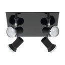 EGLO Tamara Ceiling Light with 4 Black Spotlights - Black