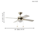 EGLO Gelsina Ceiling Fan & Light - Steel & Satin Nickel