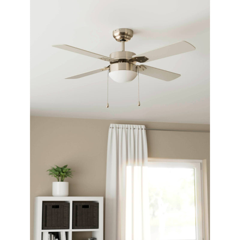 EGLO Gelsina Ceiling Fan & Light - Steel & Satin Nickel