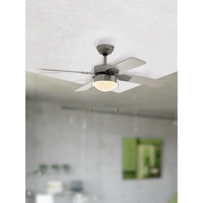 EGLO Gelsina Ceiling Fan & Light - Steel & Satin Nickel