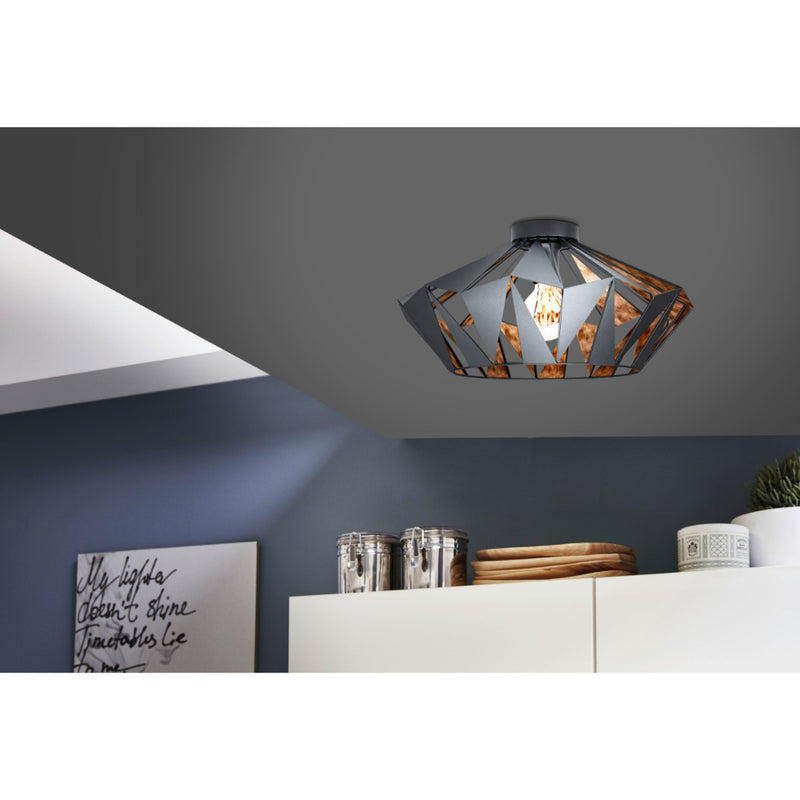 EGLO Carlton Geometric Ceiling Light - Black & Copper