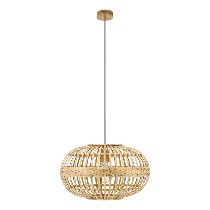EGLO Amsfield Rattan Pendant Light Round - Brown