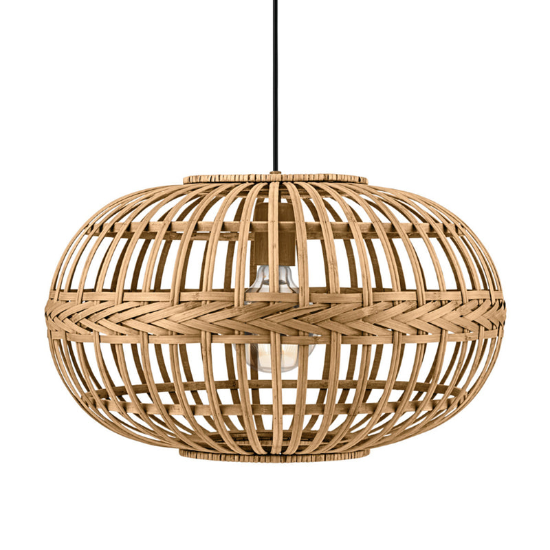 EGLO Amsfield Rattan Pendant Light Round - Brown