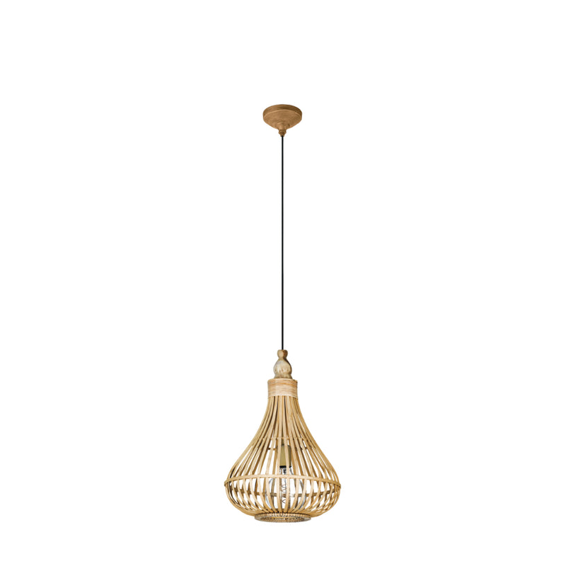 EGLO Amsfield Rattan Pendant Light Teardrop - Brown