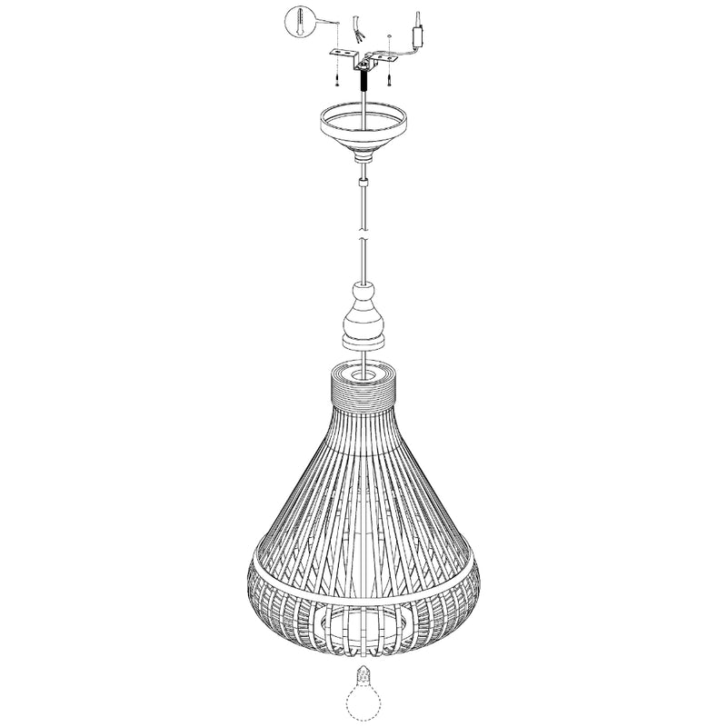 EGLO Amsfield Rattan Pendant Light Teardrop - Brown