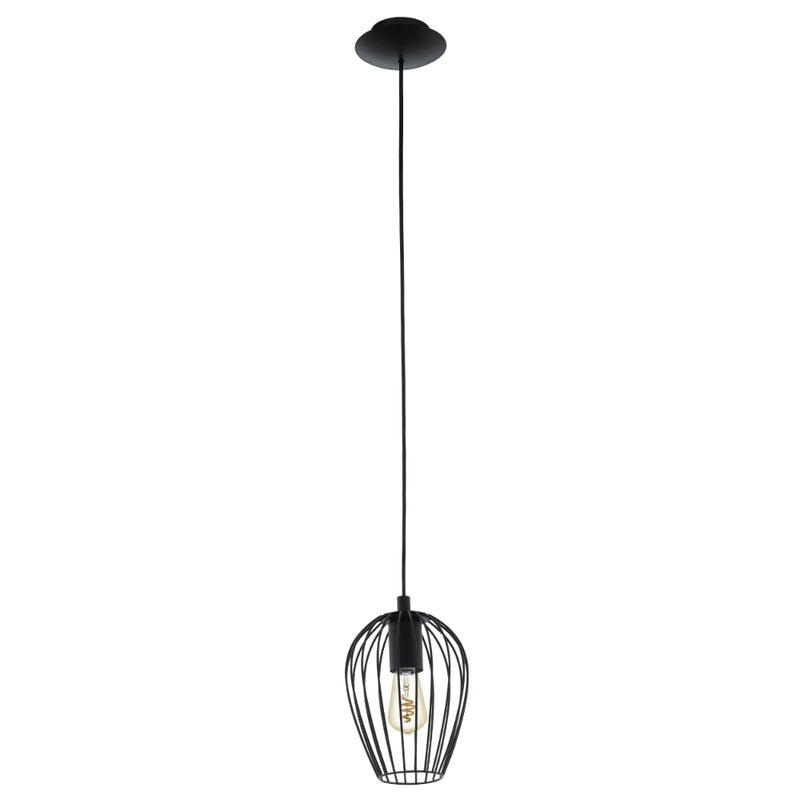 EGLO Newtown Vintage Pendant Light in Cage - Black