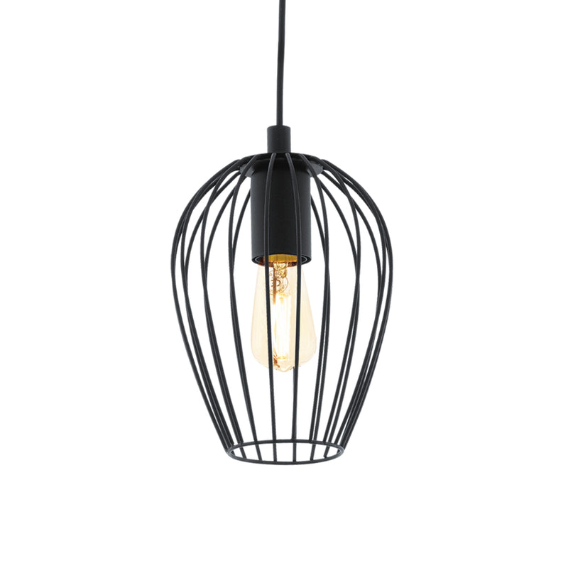 EGLO Newtown Vintage Pendant Light in Cage - Black