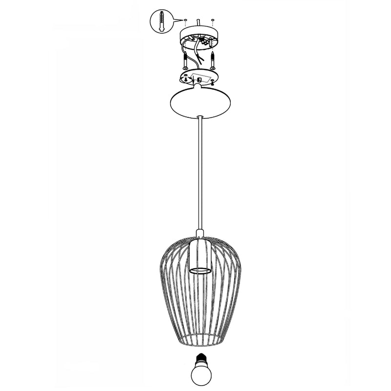 EGLO Newtown Vintage Pendant Light in Cage - Black