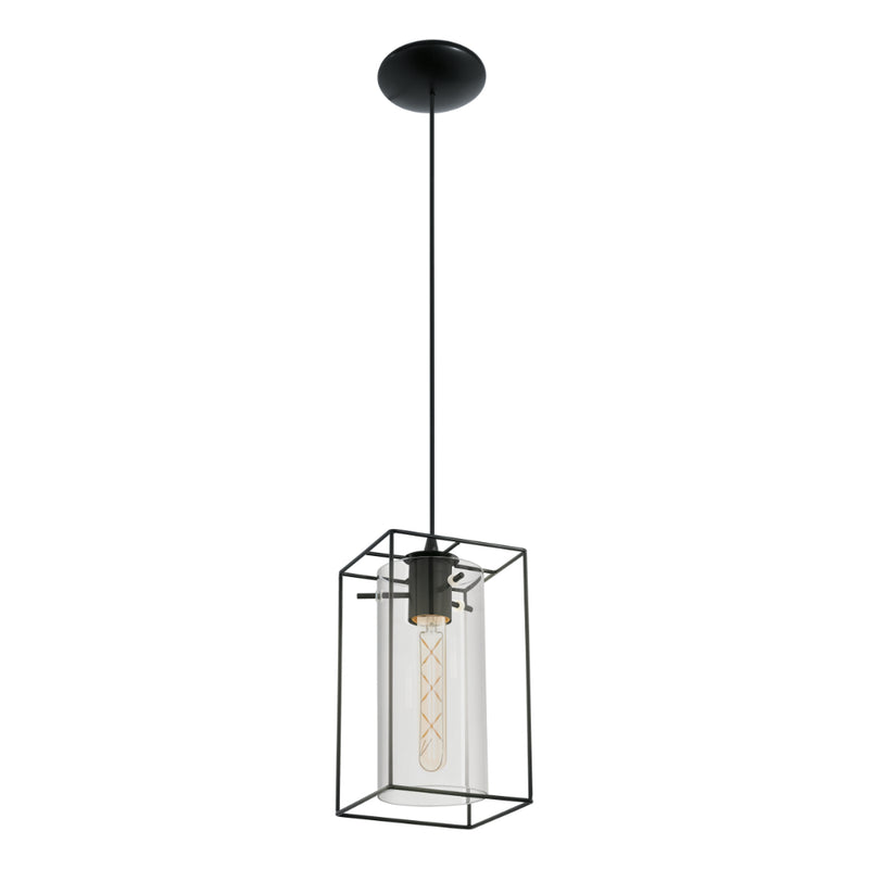 EGLO Loncino Pendant Light - Black Steel & Smoked Glass