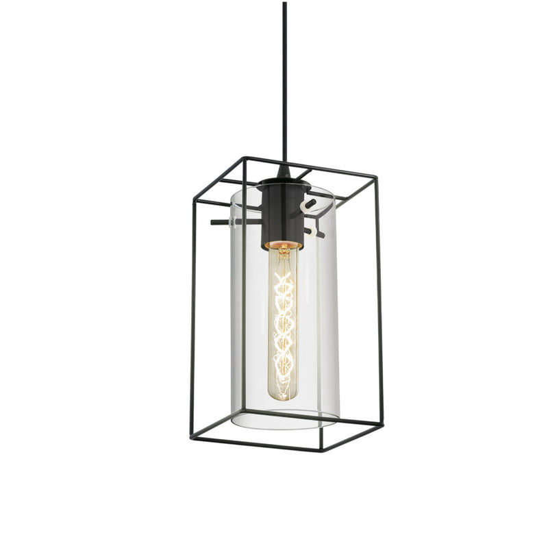 EGLO Loncino Pendant Light - Black Steel & Smoked Glass