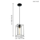 EGLO Loncino Pendant Light - Black Steel & Smoked Glass