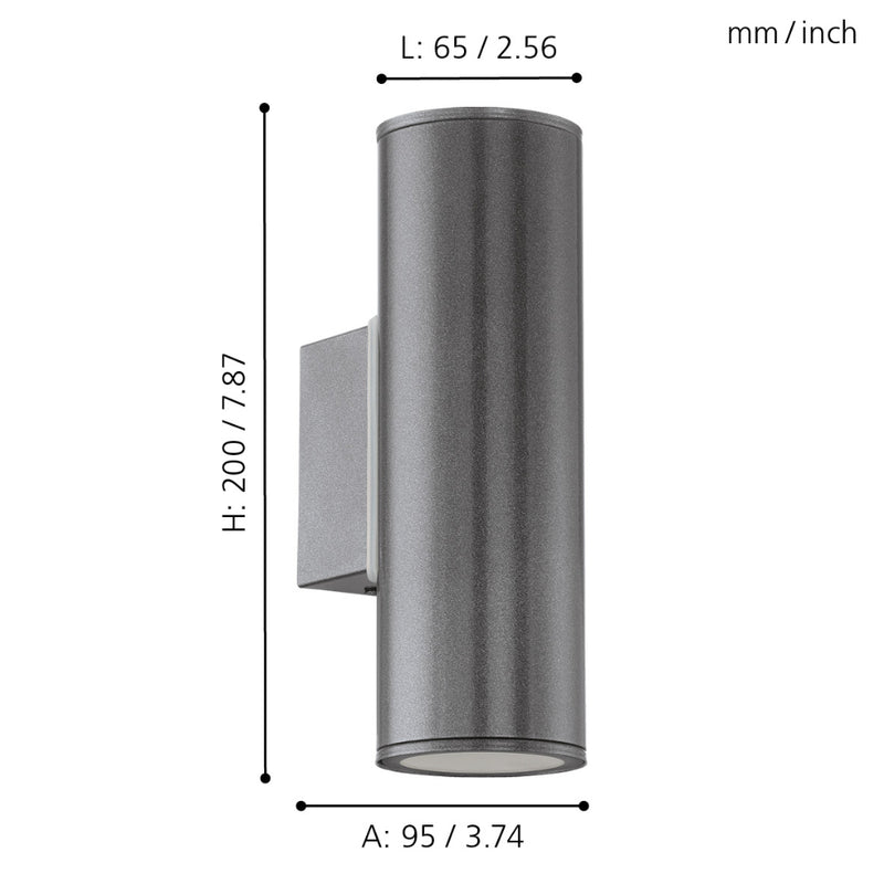 EGLO Riga Exterior Wall Light - Anthracite