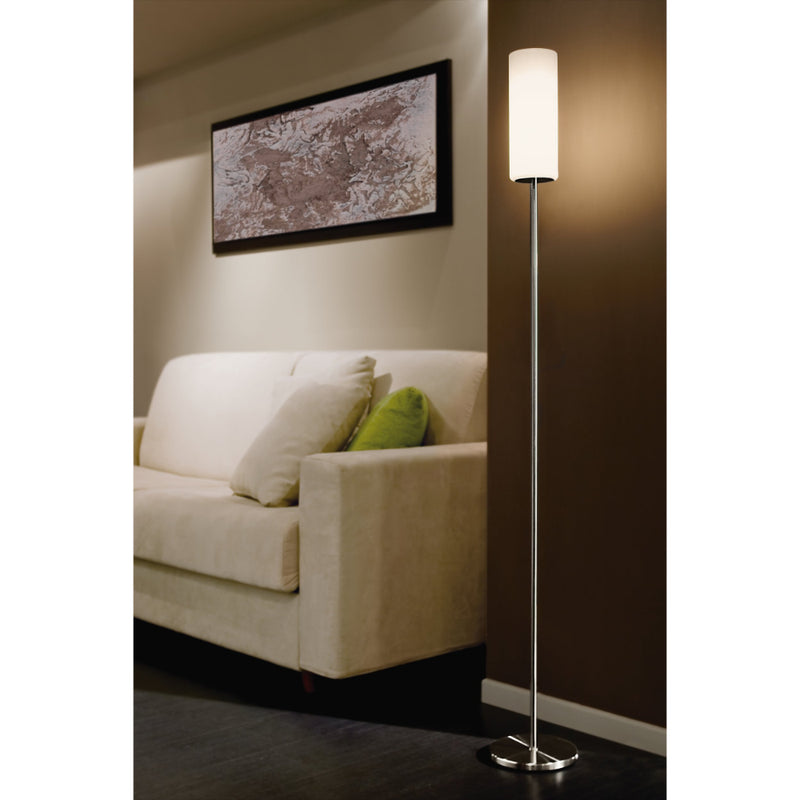 EGLO Troy Floor Lamp - White & Matt Nickel