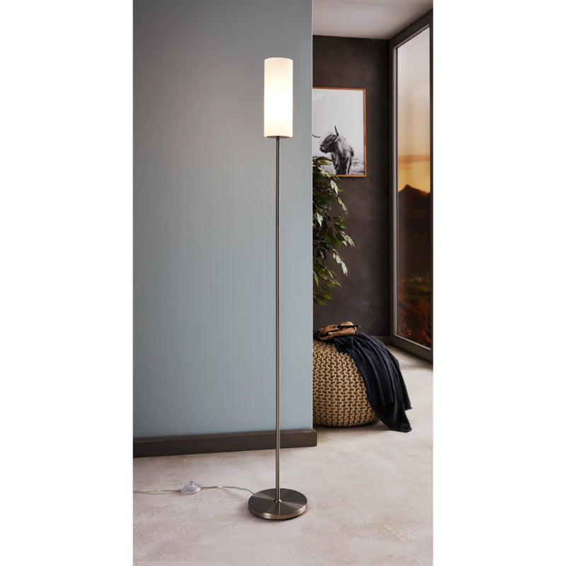 EGLO Troy Floor Lamp - White & Matt Nickel